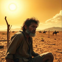 A scene set in the 1960s depicting a cangaceiro in the northeastern hinterlands of Brazil