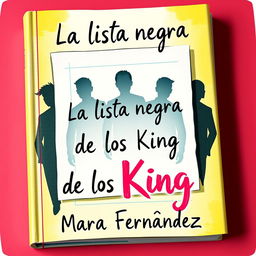 A vibrant and animated book cover featuring a blank note as the title space, where "La lista negra de los King" will be written