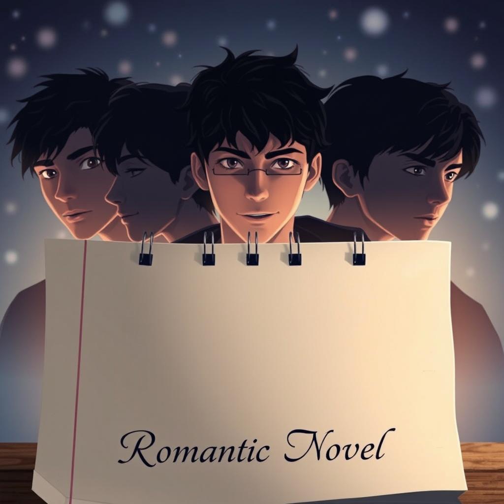 An enchanting animated cover for a romantic novel, featuring a blank note in the foreground with elegant lettering displaying the title