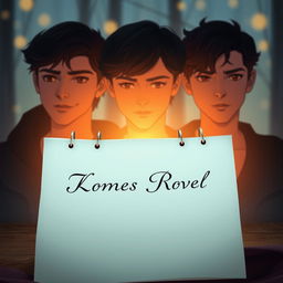 An enchanting animated cover for a romantic novel, featuring a blank note in the foreground with elegant lettering displaying the title