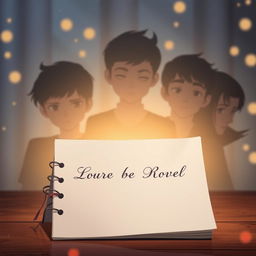 An enchanting animated cover for a romantic novel, featuring a blank note in the foreground with elegant lettering displaying the title