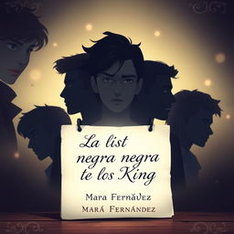 An enchanting animated cover for a romantic novel titled "La lista negra de los King" by Mara Fernández