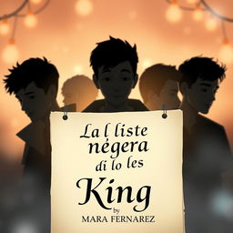 An enchanting animated cover for a romantic novel titled "La lista negra de los King" by Mara Fernández