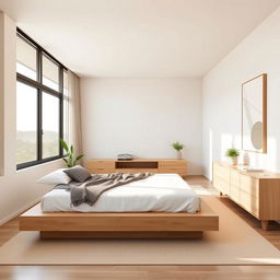 A bedroom designed in the Montesoli style, embodying a sleek and minimalist aesthetic