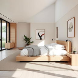 A bedroom designed in the Montesoli style, embodying a sleek and minimalist aesthetic