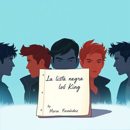 An animated cover for a romantic novel titled "La lista negra de los King" by Mara Fernández