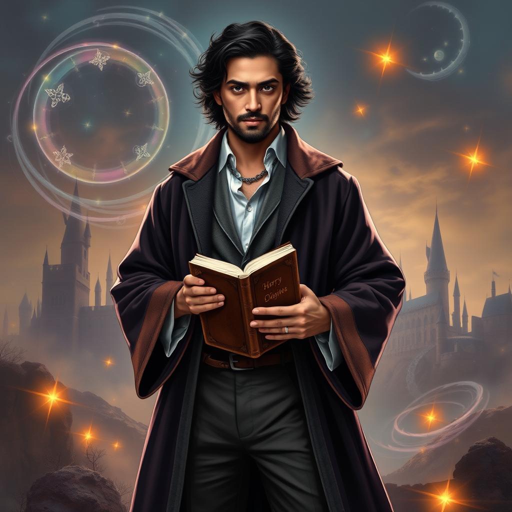 A fan fiction book cover featuring Avan Jogia styled as a wizard, inspired by Harry Potter and the Philosopher's Stone