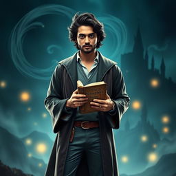 A fan fiction book cover featuring Avan Jogia styled as a wizard, inspired by Harry Potter and the Philosopher's Stone