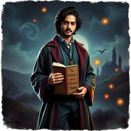 A fan fiction book cover featuring Avan Jogia styled as a wizard, inspired by Harry Potter and the Philosopher's Stone