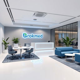 A professional and modern commercial space design for an insurance brokerage called Brokmed