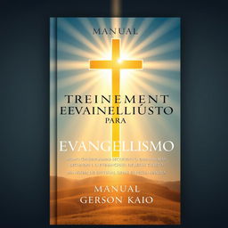 Design a captivating and spiritual book cover for the manual titled 'MANUAL DE TREINAMENTO PARA EVANGELISMO: COMO GANHAR ALMAS SEGUNDO O EVANGELHO DE JESUS CRISTO' authored by Gerson Kaio