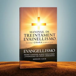 Design a captivating and spiritual book cover for the manual titled 'MANUAL DE TREINAMENTO PARA EVANGELISMO: COMO GANHAR ALMAS SEGUNDO O EVANGELHO DE JESUS CRISTO' authored by Gerson Kaio