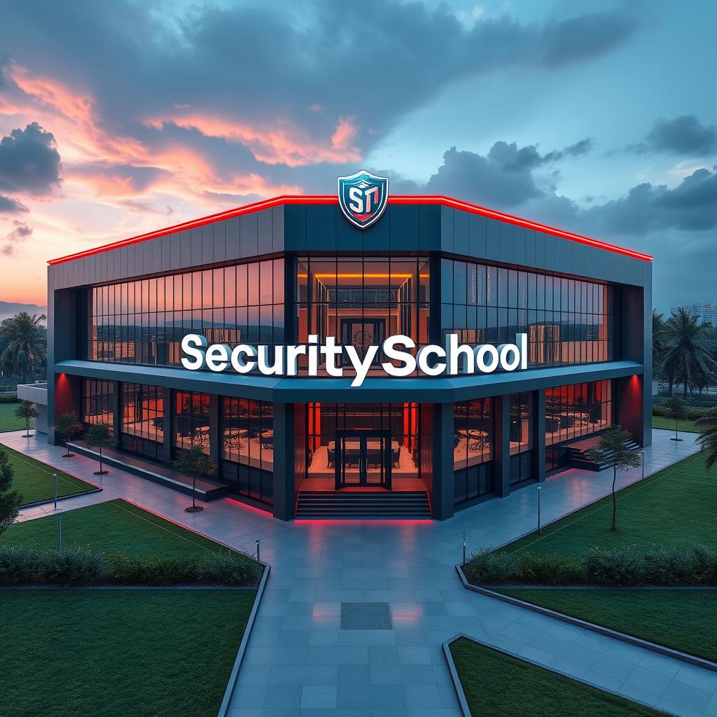 Innovative and modern design of a private security academy named SecuritySchool