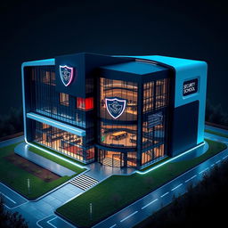 Innovative and modern design of a private security academy named SecuritySchool