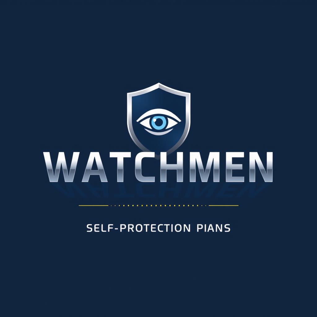 A modern and sleek logo design for a company named "Watchmen" specializing in self-protection plans