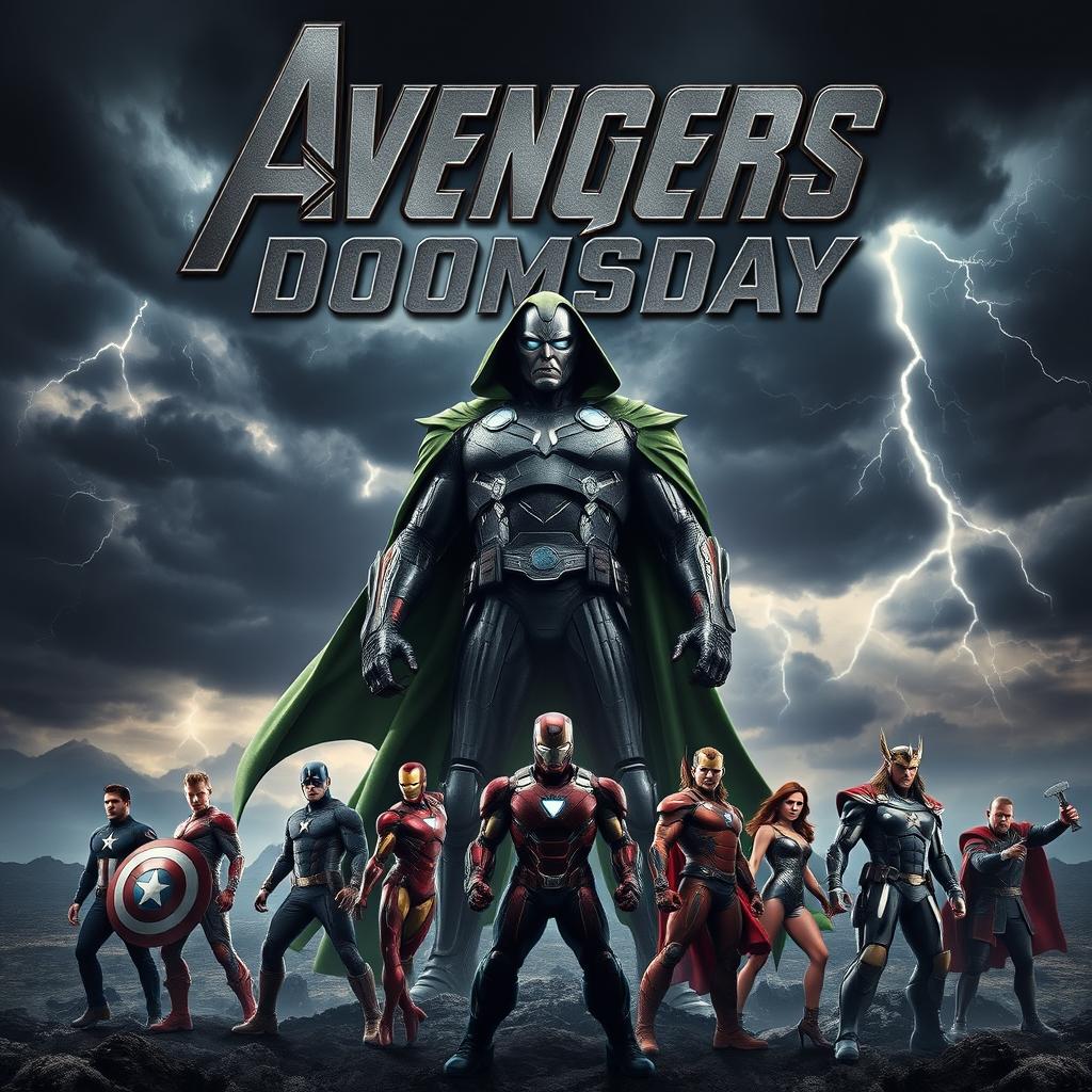 An epic movie poster for a fictional film titled 'Avengers: Doomsday'