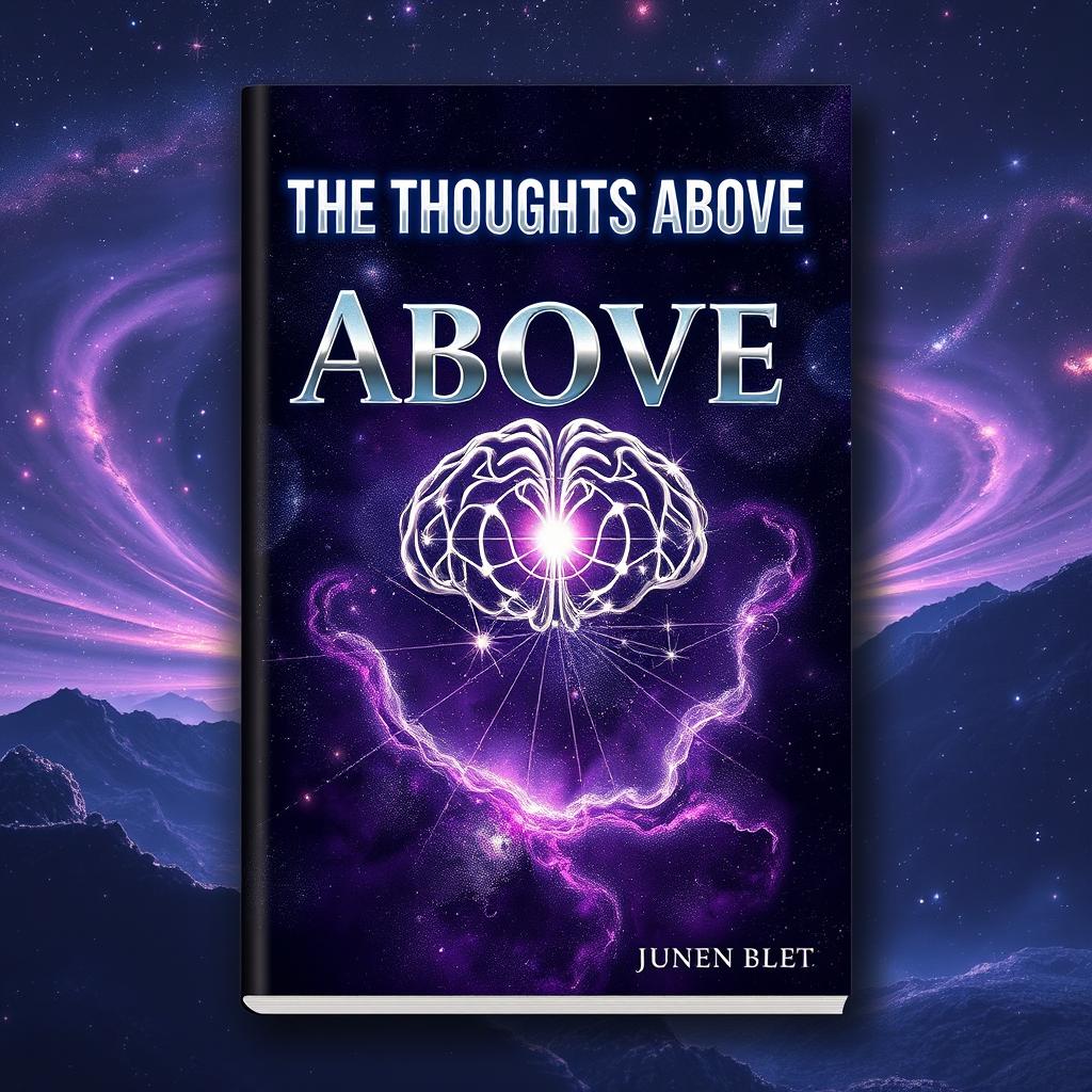 A captivating book cover design for a science fiction novel titled "The Thoughts Above"