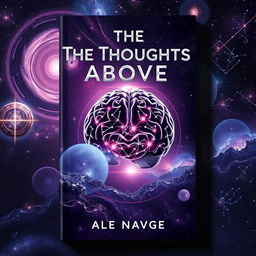 A captivating book cover design for a science fiction novel titled "The Thoughts Above"