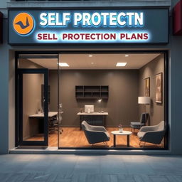 A commercial space design for a business specializing in creating self-protection plans