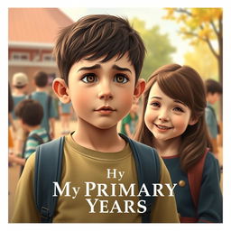 A heartfelt and charming movie poster for "My Primary Years" featuring an emotional French boy