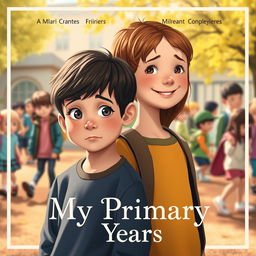 A heartfelt and charming movie poster for "My Primary Years" featuring an emotional French boy