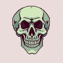 A detailed skull in classic 8-bit pixel art style, capturing the retro aesthetic with blocky, vibrant pixels