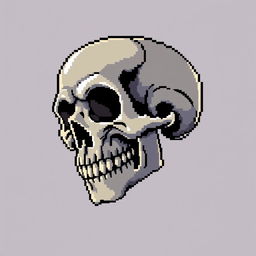 A detailed skull in classic 8-bit pixel art style, capturing the retro aesthetic with blocky, vibrant pixels