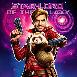 A dynamic and action-packed movie poster titled "Star-Lord Saving Ferret of the Galaxy"