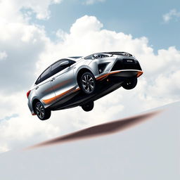 Vector illustration of a Toyota Vios Gen 3 depicted in a dynamic, gravity-defying pose