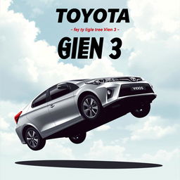 Vector illustration of a Toyota Vios Gen 3 depicted in a dynamic, gravity-defying pose