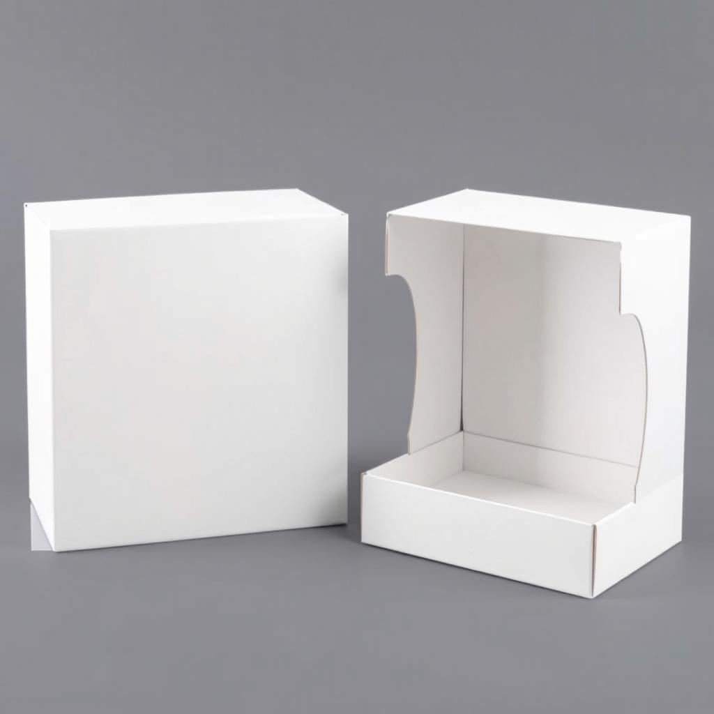 Medium-sized white packaging boxes designed for embedding graphic designs