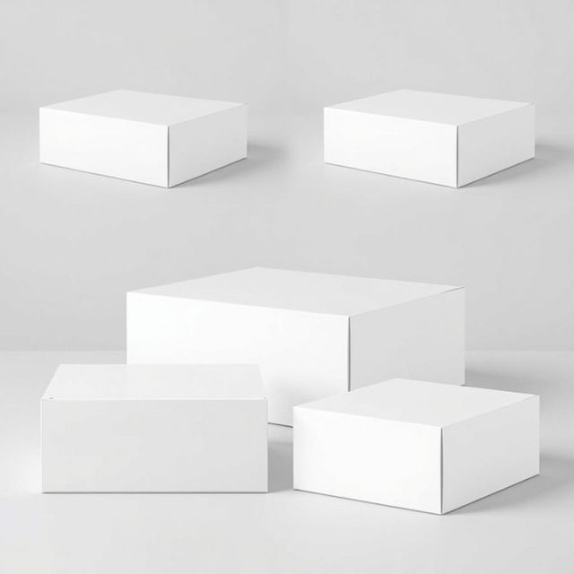 Medium-sized white packaging boxes designed for embedding graphic designs