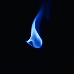 A serene blue flame gently floating above a dark background, emitting a soft glow