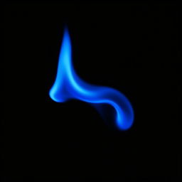 A serene blue flame gently floating above a dark background, emitting a soft glow