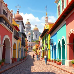 A vibrant 3D animated scene resembling a Disney-style depiction of Antigua Guatemala