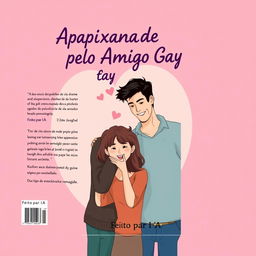 a captivating book cover design for the title 'Apaixonada pelo Amigo Gay', authored by 'Feito por IA', featuring elements of romance, drama, and comedy