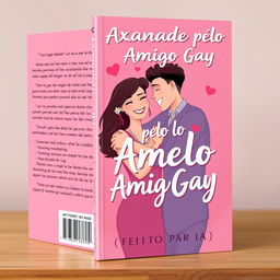 a captivating book cover design for the title 'Apaixonada pelo Amigo Gay', authored by 'Feito por IA', featuring elements of romance, drama, and comedy