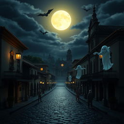 A 3D animated scene in a Disney-inspired style featuring Antigua Guatemala with a horror theme