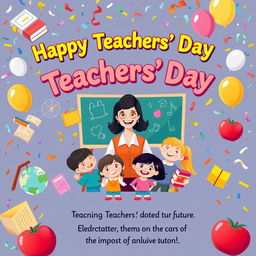 A vibrant and heartwarming Teachers' Day poster celebrating the dedication and hard work of educators