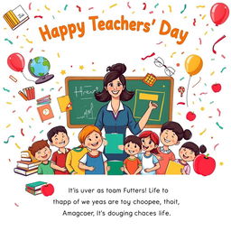 A vibrant and heartwarming Teachers' Day poster celebrating the dedication and hard work of educators