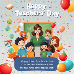 A vibrant and heartwarming Teachers' Day poster celebrating the dedication and hard work of educators