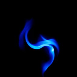 A striking blue flame burning against a deep black background, exuding an ethereal glow and vibrant energy