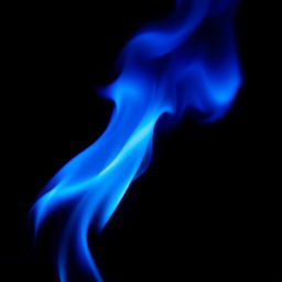 A striking blue flame burning against a deep black background, exuding an ethereal glow and vibrant energy