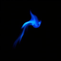 A striking blue flame burning against a deep black background, exuding an ethereal glow and vibrant energy