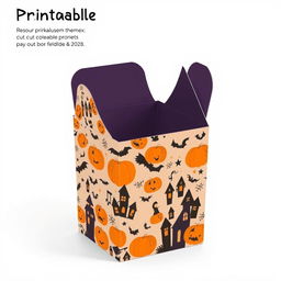 A printable box template designed with embedded Halloween themes