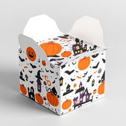 A printable box template designed with embedded Halloween themes