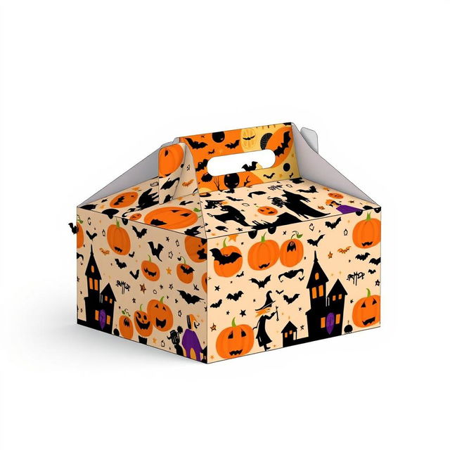 A printable box template designed with embedded Halloween themes