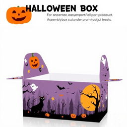 A printable box template designed for easy assembly, featuring an embedded Halloween theme