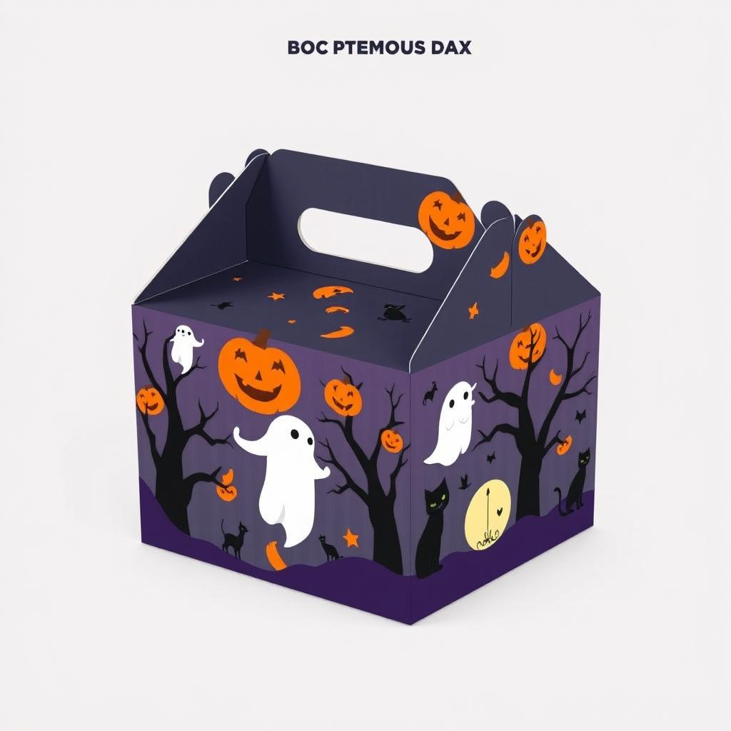 A printable box template designed for easy assembly, featuring an embedded Halloween theme