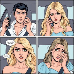 A comic strip with four parts